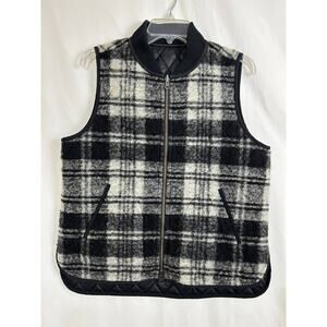 Madewell Vest Women's Black Copeland Plaid‎ Reversible Full Zip Quilted Medium